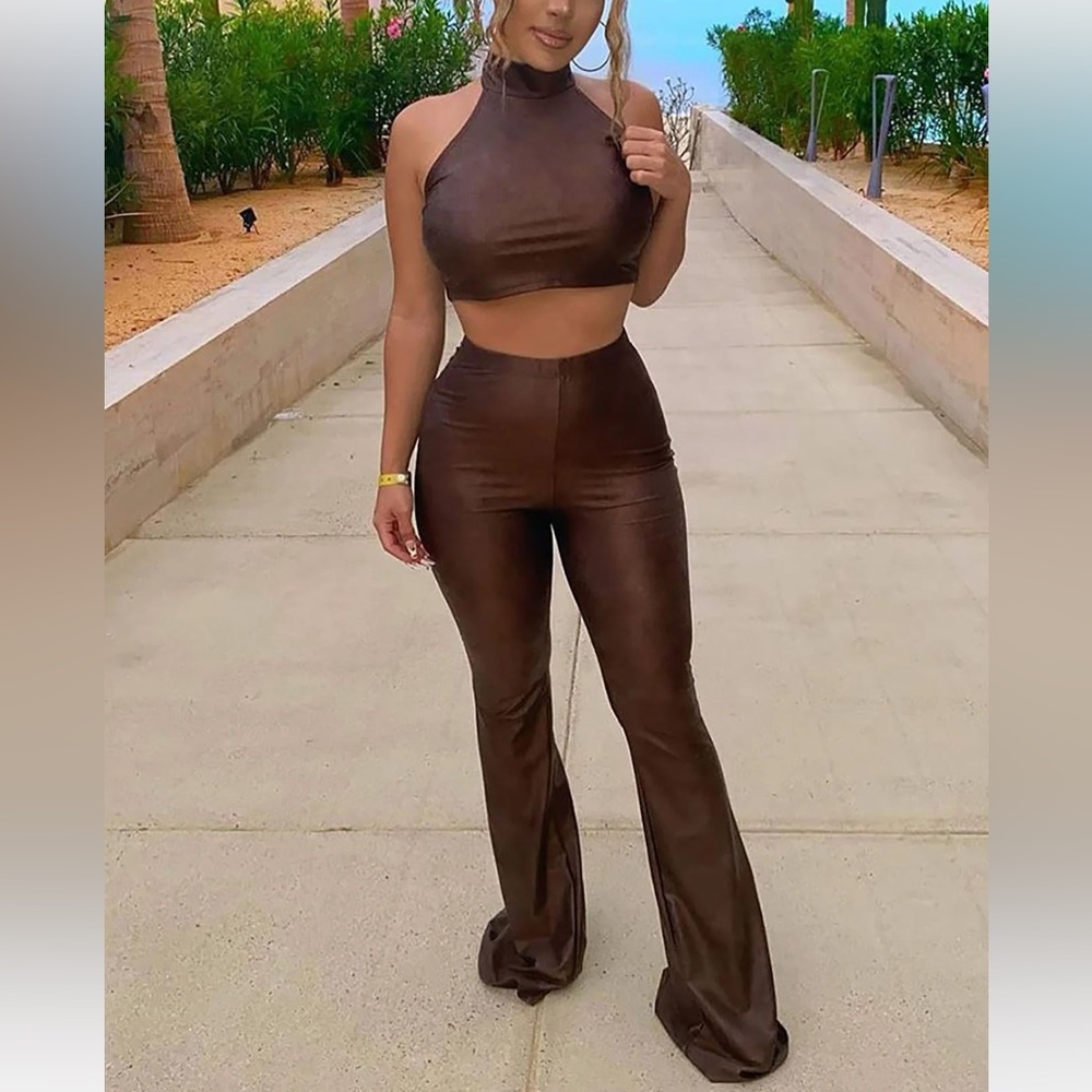 Fashion nova brown flare pant set - Picture 3 of 8
